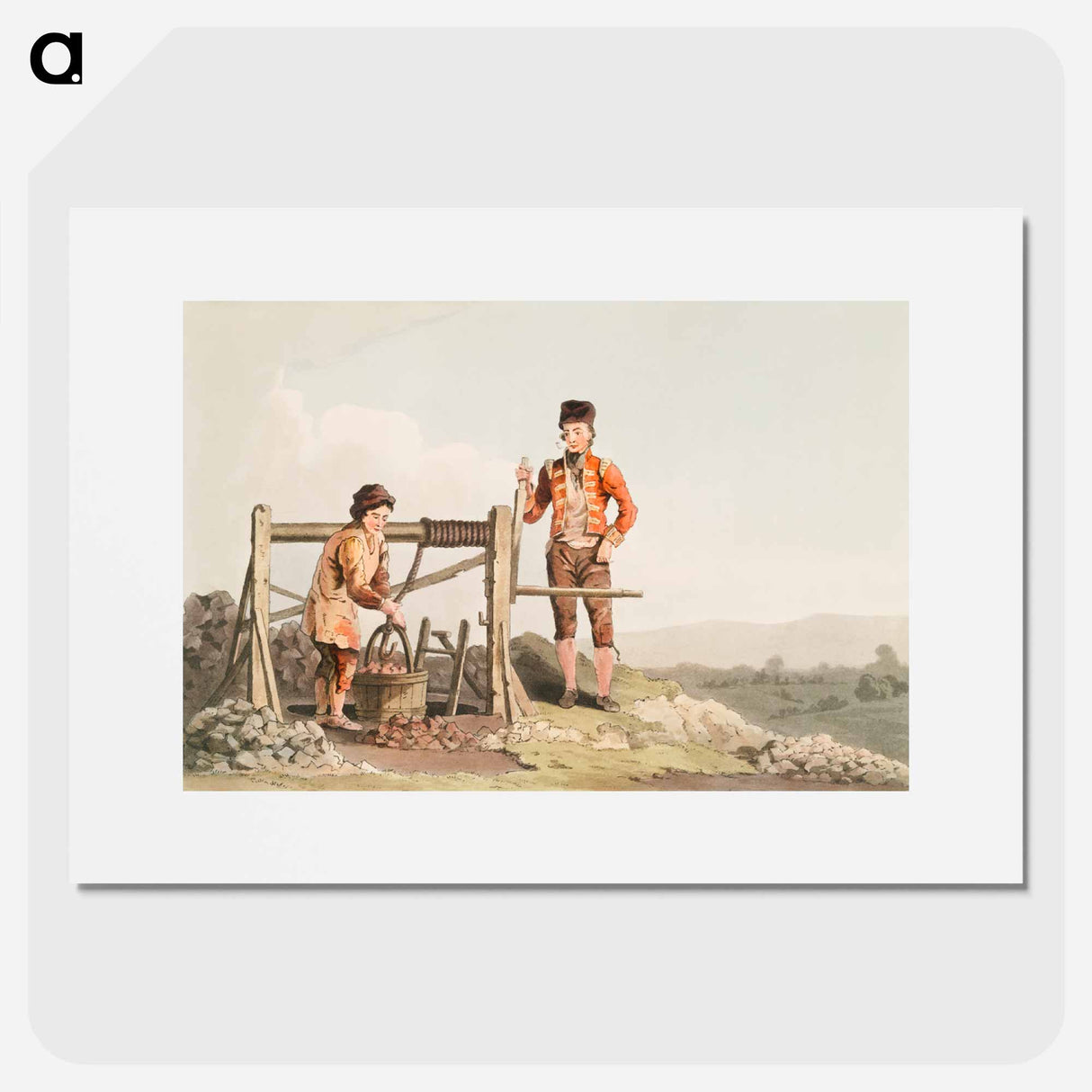 Illustration of the ruddle pit from The Costume of Yorkshire - 19世紀のヨークシャー Poster.