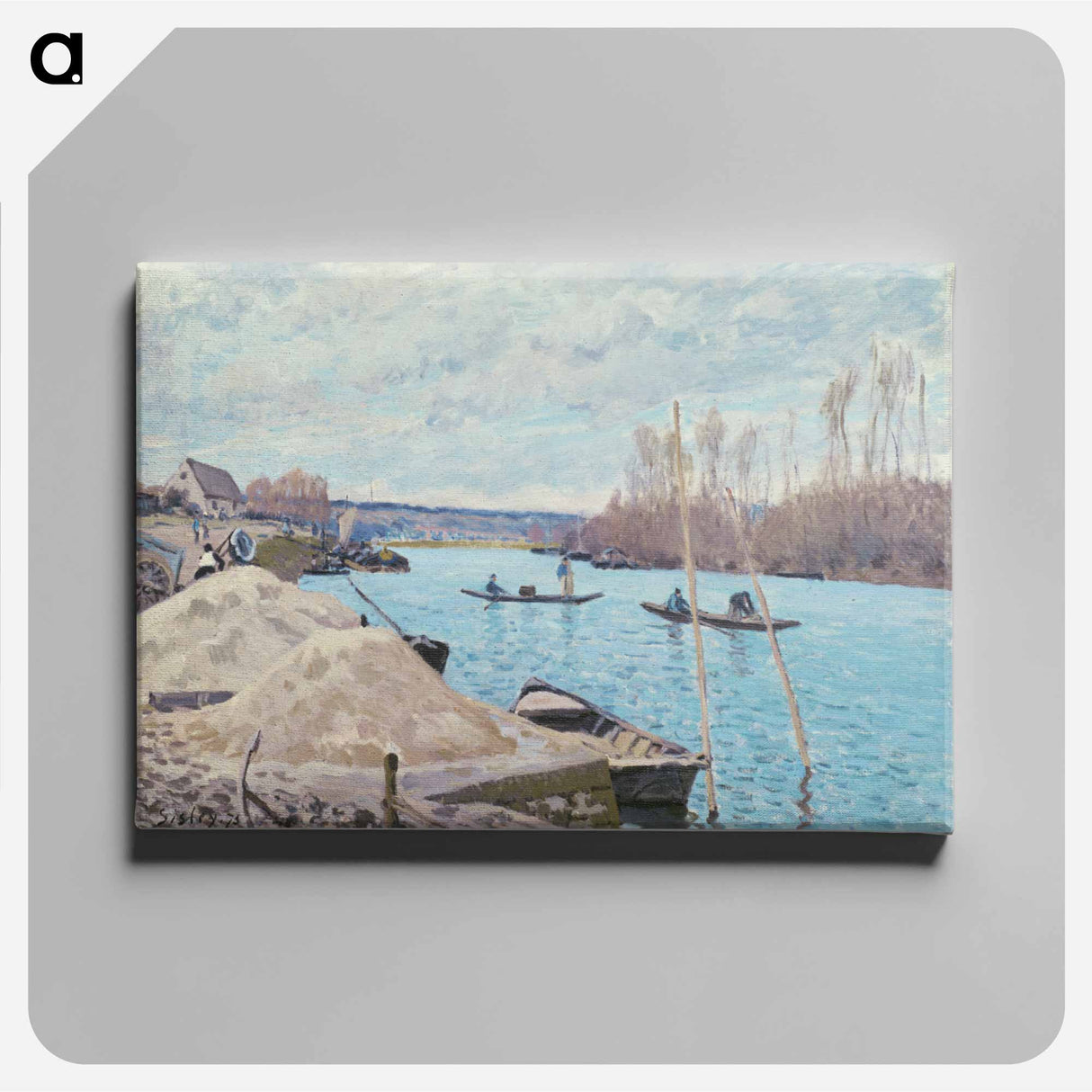 The Seine at Port-Marly, Piles of Sand - アルフレッド シスレー Canvas.