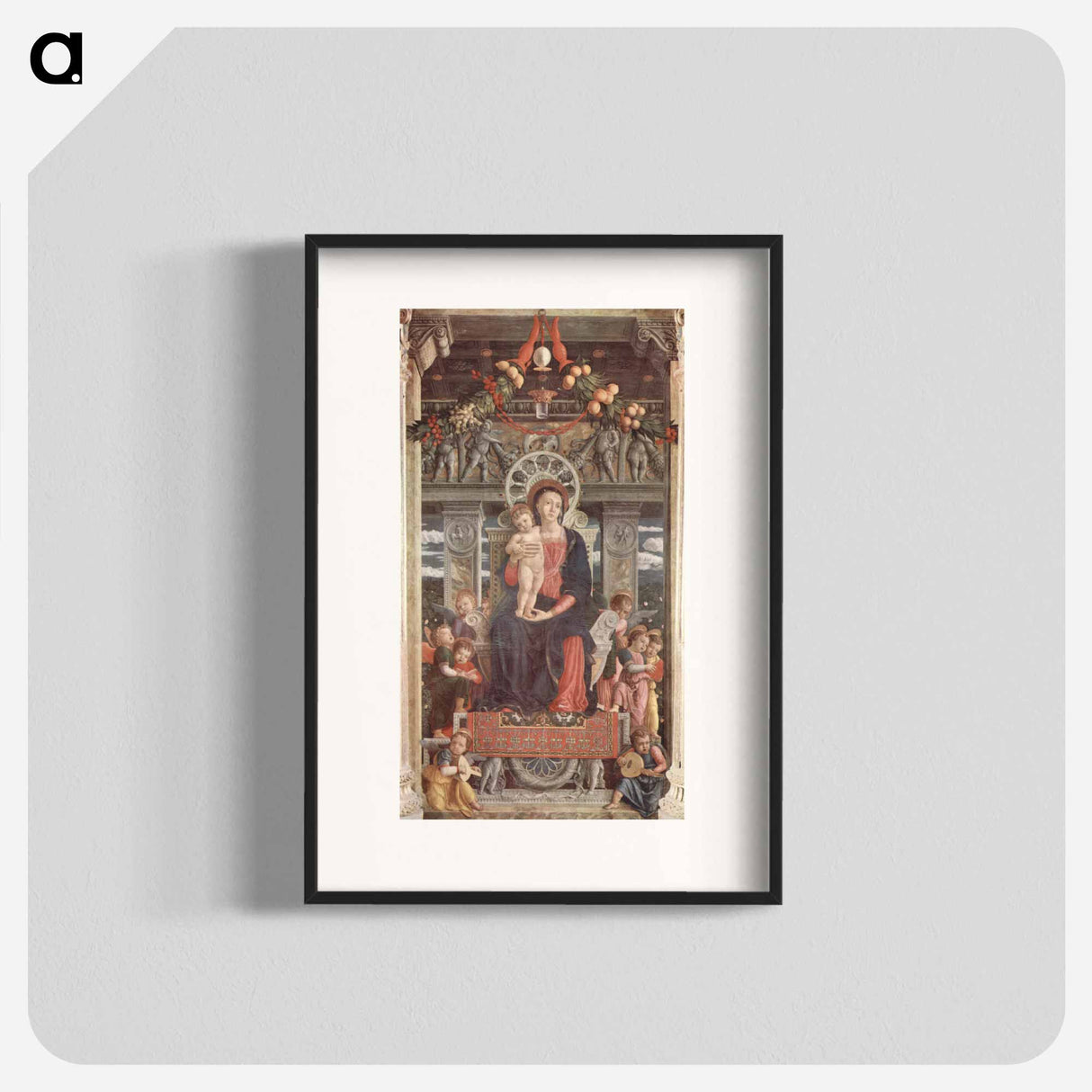 アートポスター-Altarpiece of San Zeno in Verona, central panel Madonna and Angels - アンドレア マンテーニャ Poster.