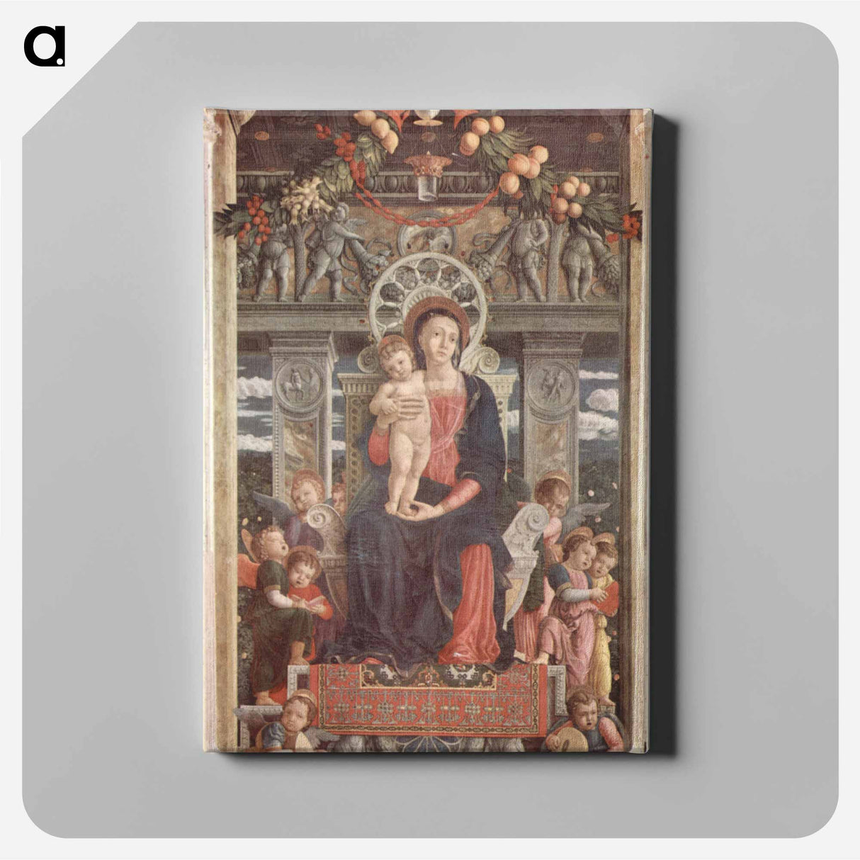 アートパネル-Altarpiece of San Zeno in Verona, central panel Madonna and Angels - アンドレア マンテーニャ Canvas.