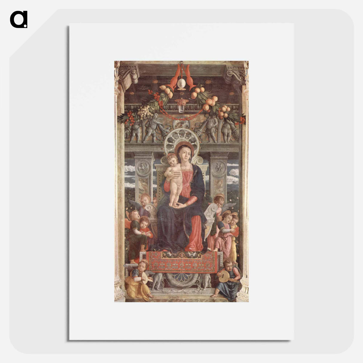アートポスター-Altarpiece of San Zeno in Verona, central panel Madonna and Angels - アンドレア マンテーニャ Poster.