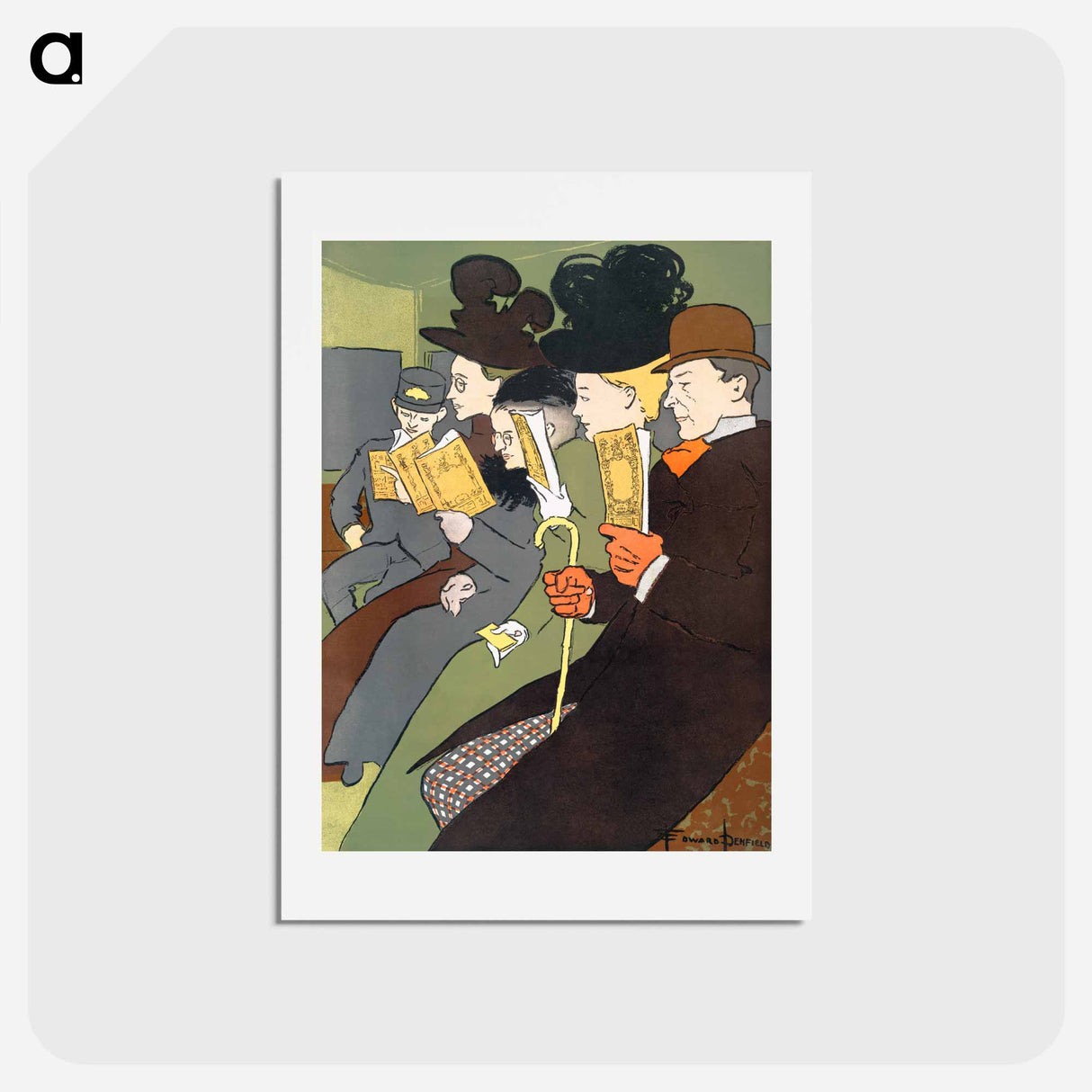 アートポストカード-People reading books - エドワード ペンフィールド Postcard.