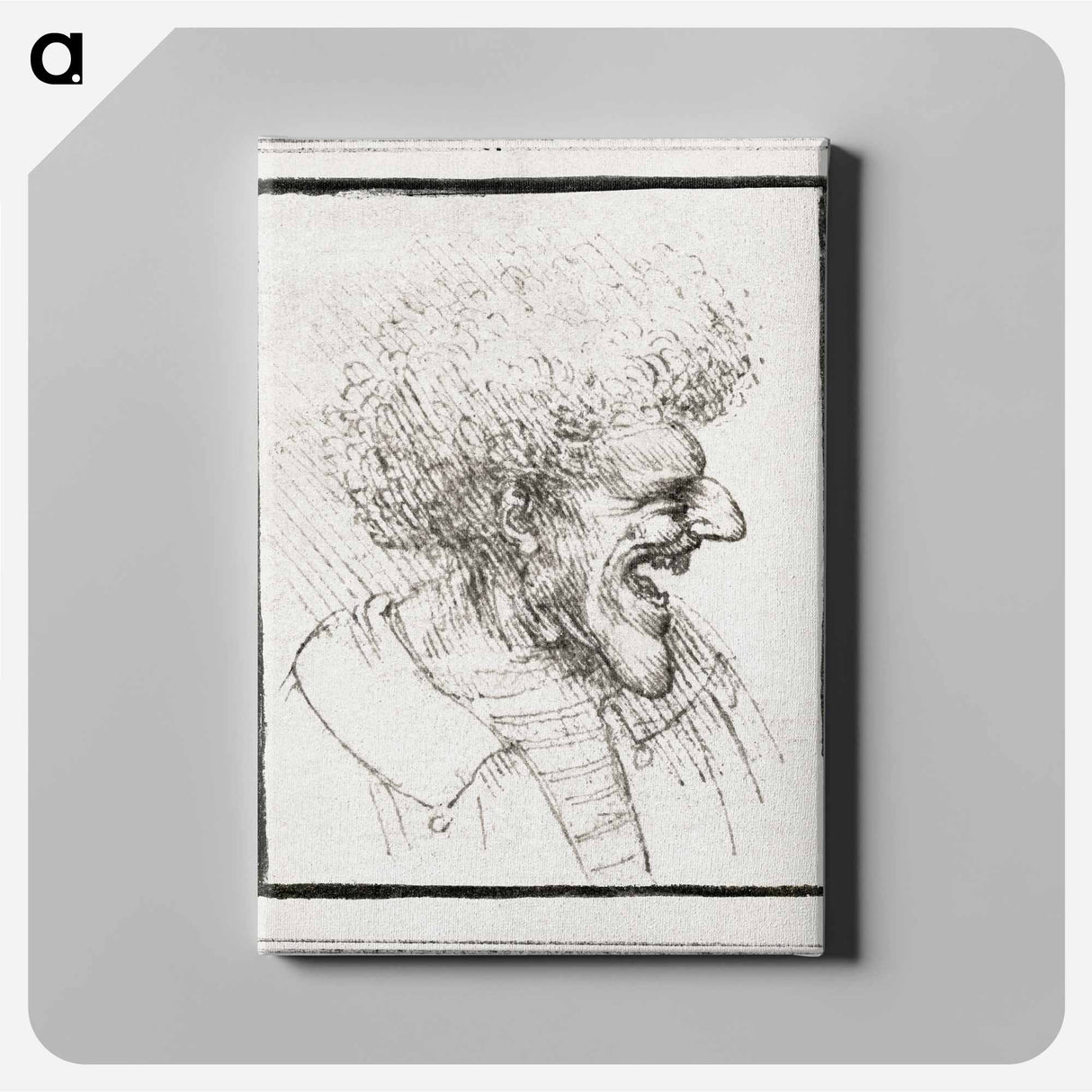アートパネル-Caricature of a Man with Bushy Hair - レオナルド ダ ヴィンチ Canvas.