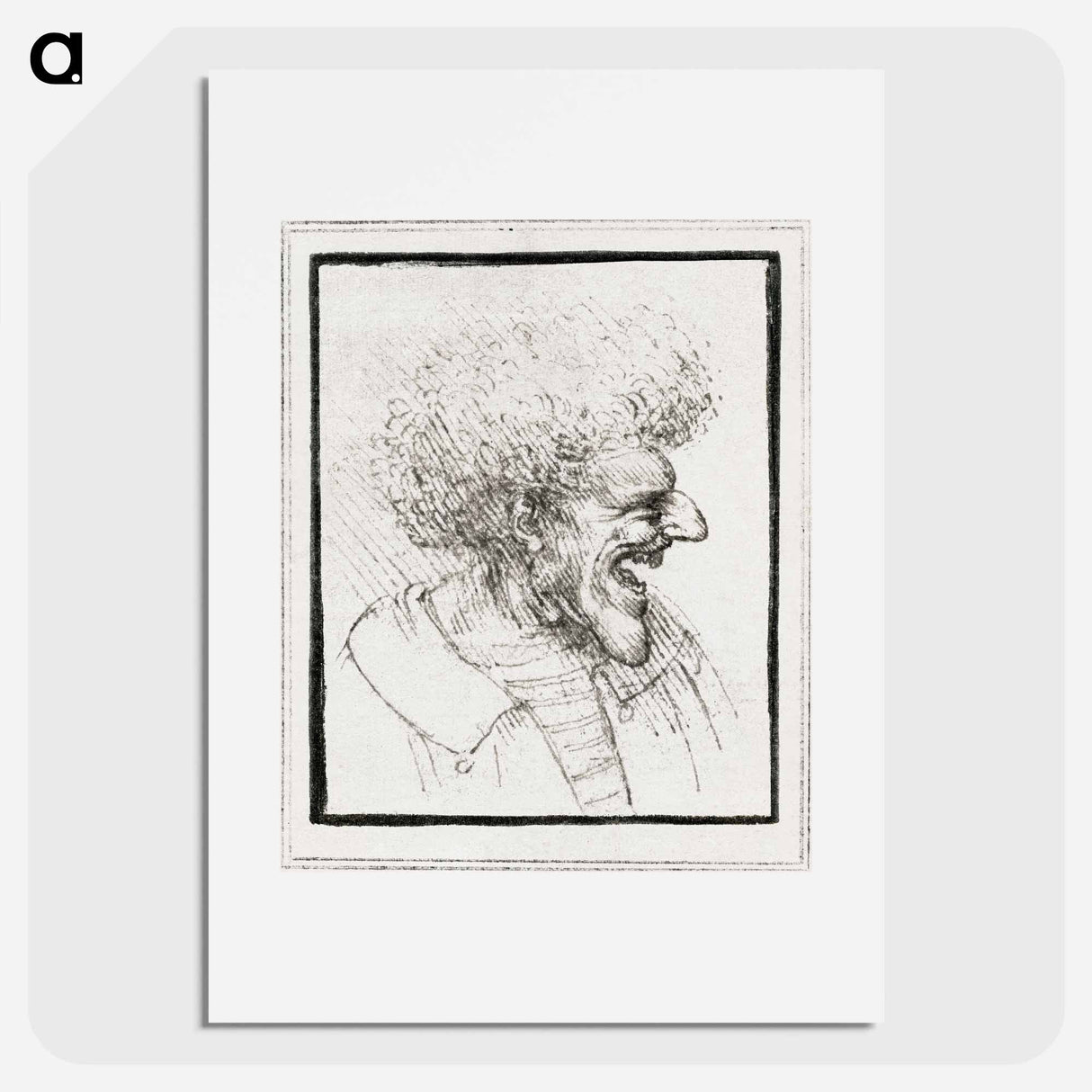 Caricature of a Man with Bushy Hair - レオナルド ダ ヴィンチ Poster.