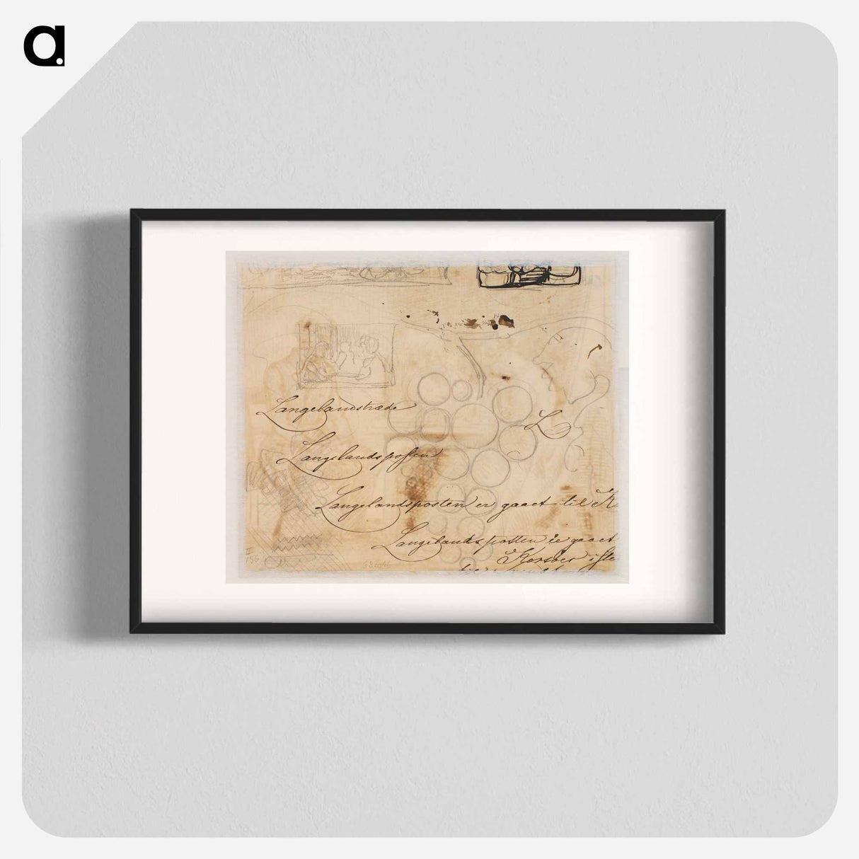 Pencil sketches and pen samples by Wilhelm Marstrand - Wilhelm Marstrand Poster.