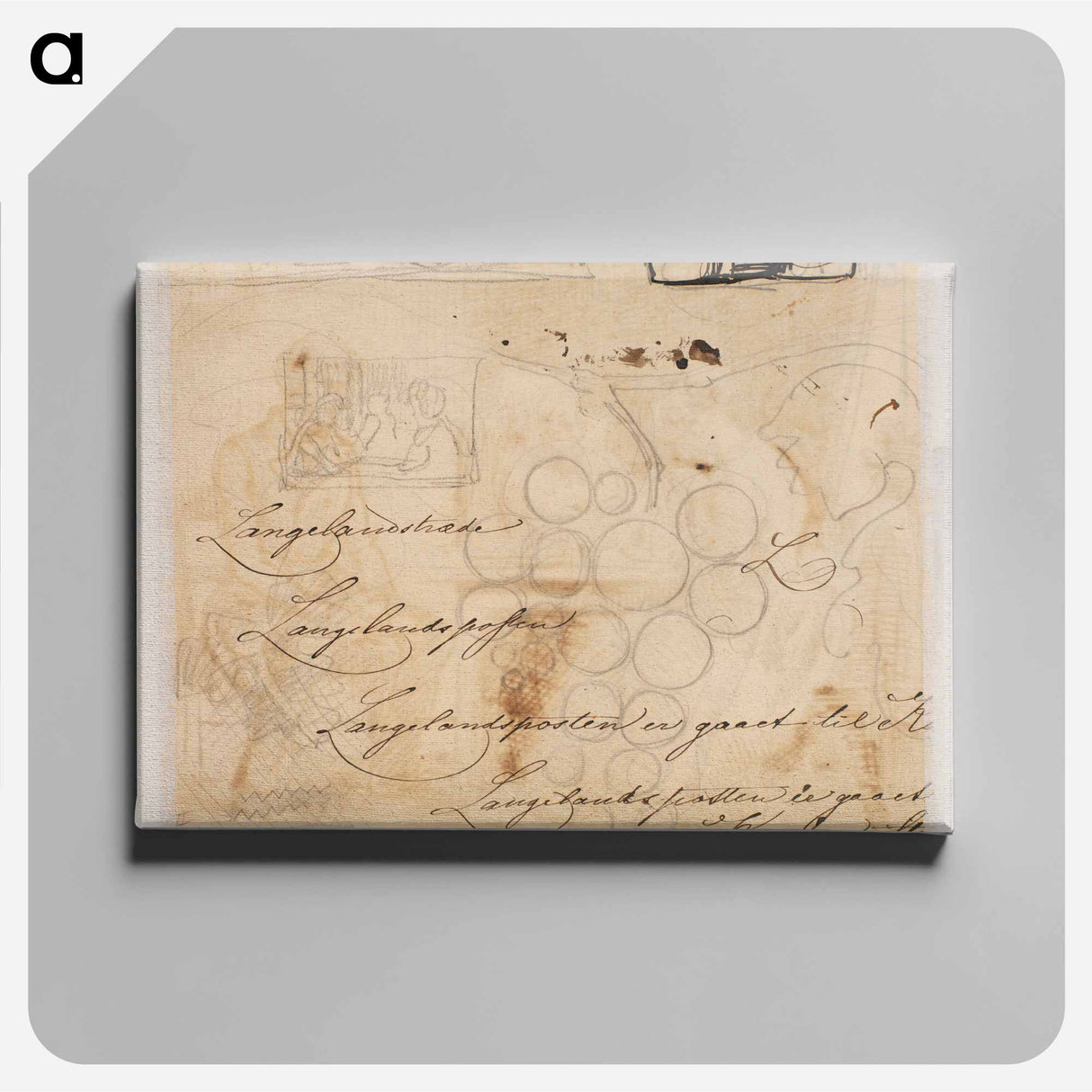 Pencil sketches and pen samples by Wilhelm Marstrand - Wilhelm Marstrand Canvas.