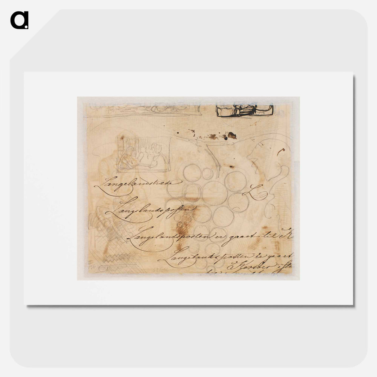 Pencil sketches and pen samples by Wilhelm Marstrand - Wilhelm Marstrand Poster.