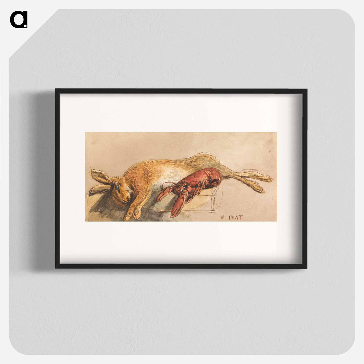 アートポスター-A Dead Hare and a Cooked Lobster on a Bench - ウィリアム ヘンリー ハント Poster.