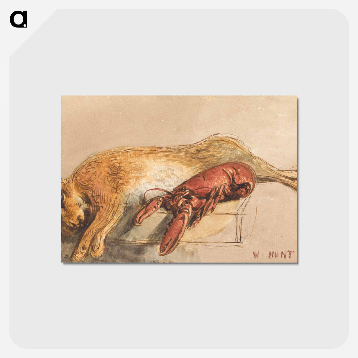 アートポストカード-A Dead Hare and a Cooked Lobster on a Bench - ウィリアム ヘンリー ハント Postcard.