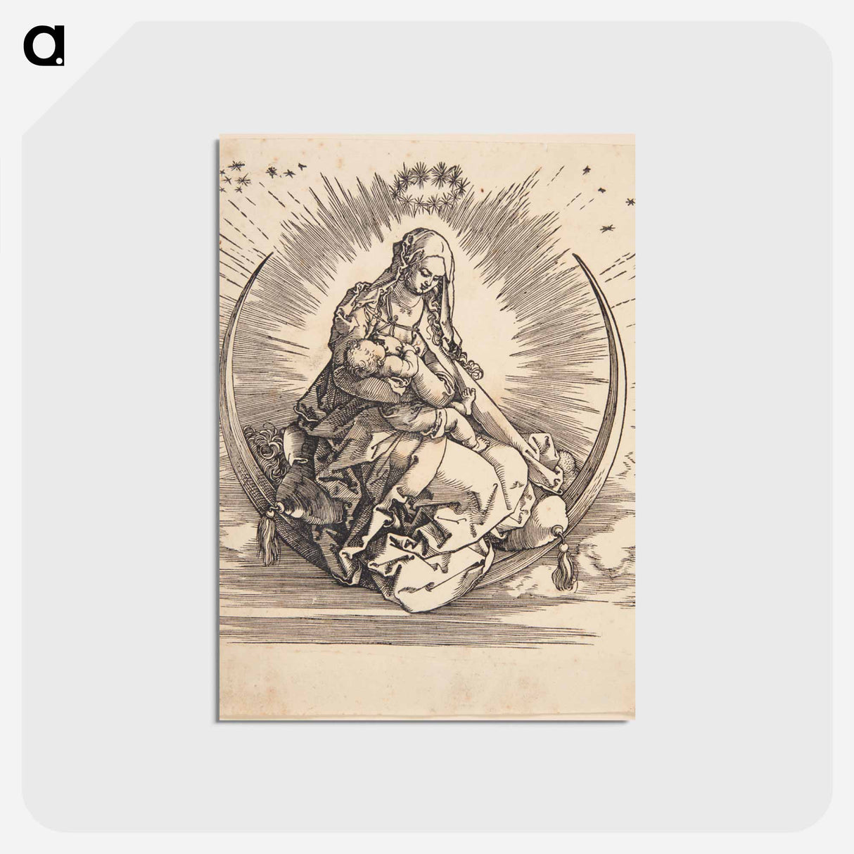 アートポストカード-Virgin Mary on a crescent moon - アルブレヒト デューラー Postcard.
