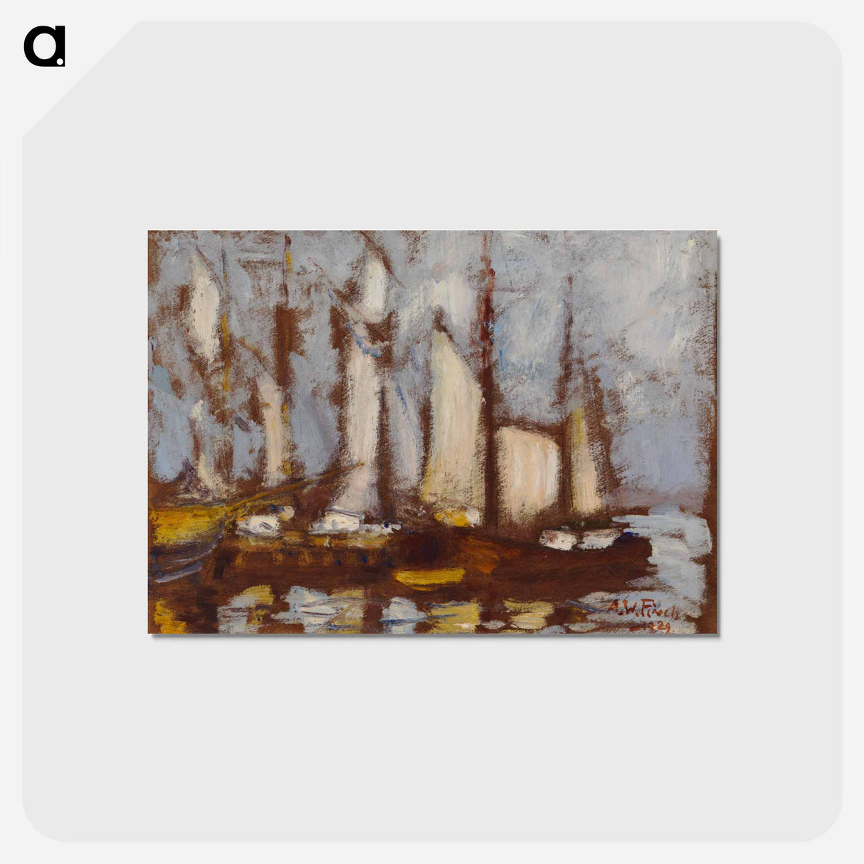 Sailing vessels - アルフレッド ウィリアム フィンチ Postcard.