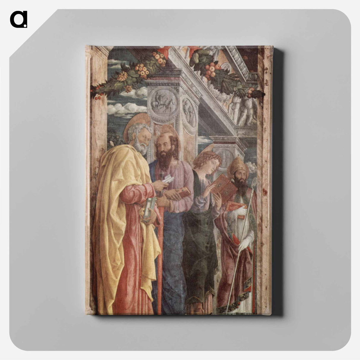 アートパネル-Altarpiece of San Zeno in Verona, left panel of St. Peter and St. Paul, St.John the Evangelist, St. Zeno - アンドレア マンテーニャ Canvas.