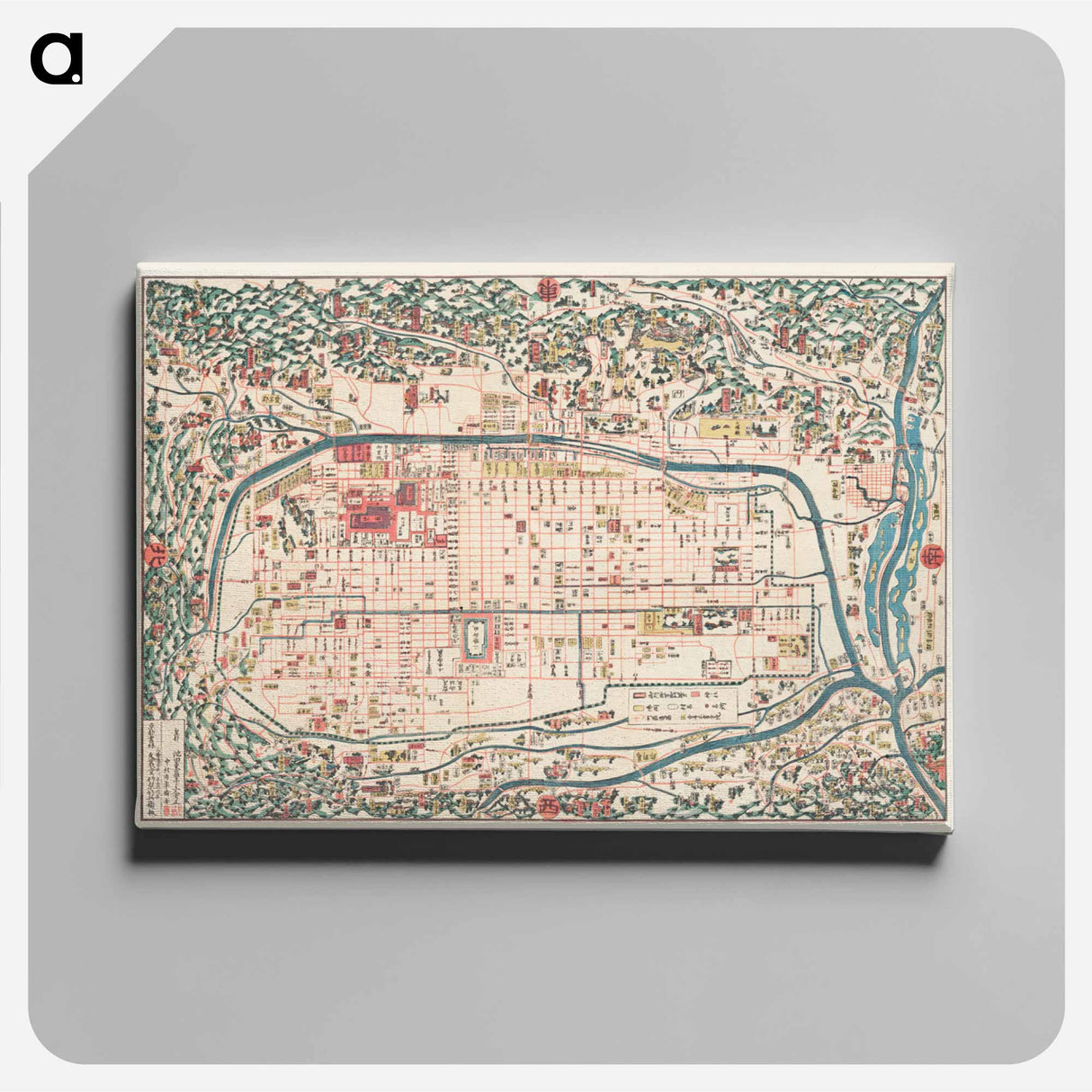 Map of Kyoto - アンティーク地図 Canvas.