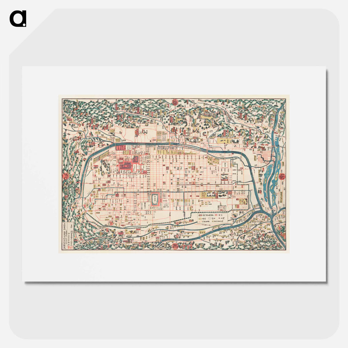 Map of Kyoto - アンティーク地図 Poster.