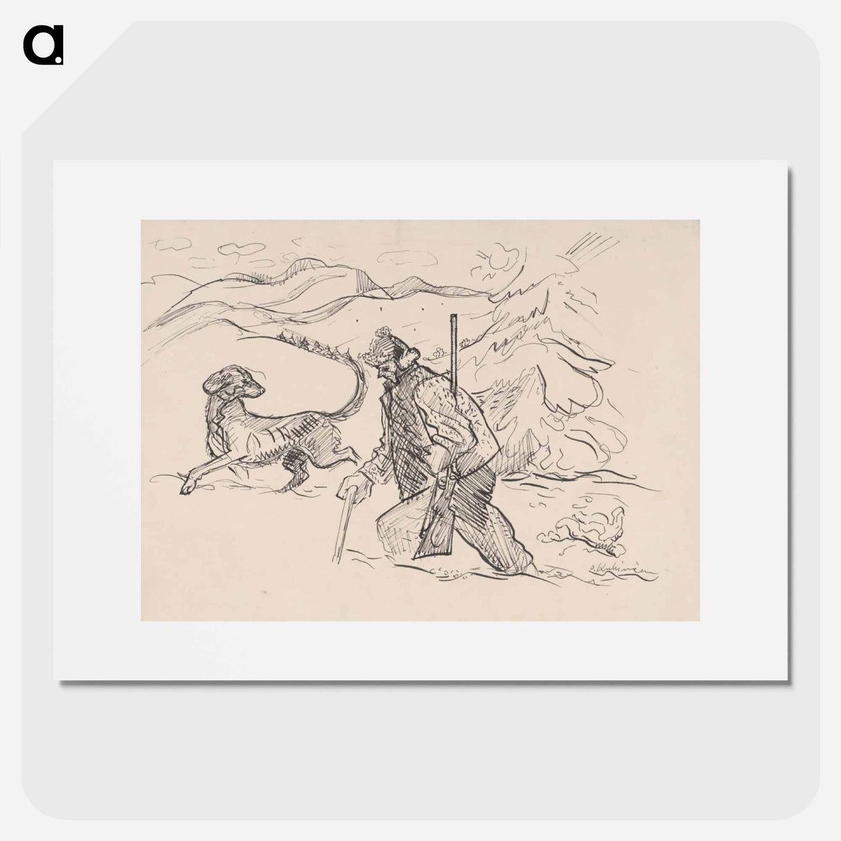 A hunter with a dog - アーノルド ピーター ワイズ クビンチャン Poster.