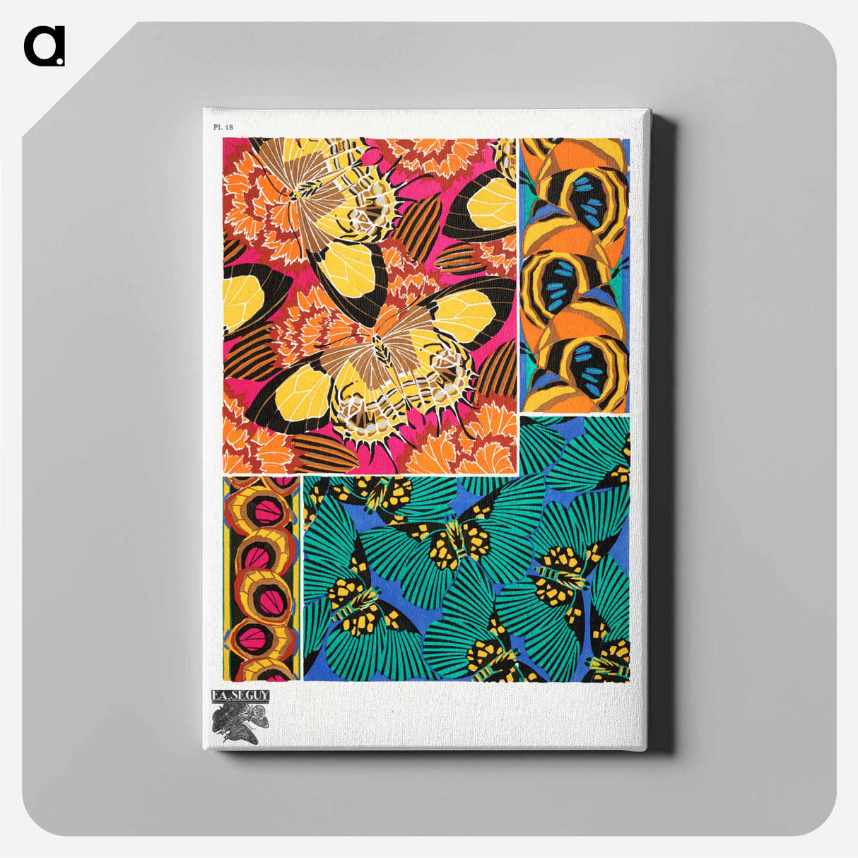 E.A. Séguy's vintage butterflies pattern art deco from Papillons - E.A.セギー Canvas.