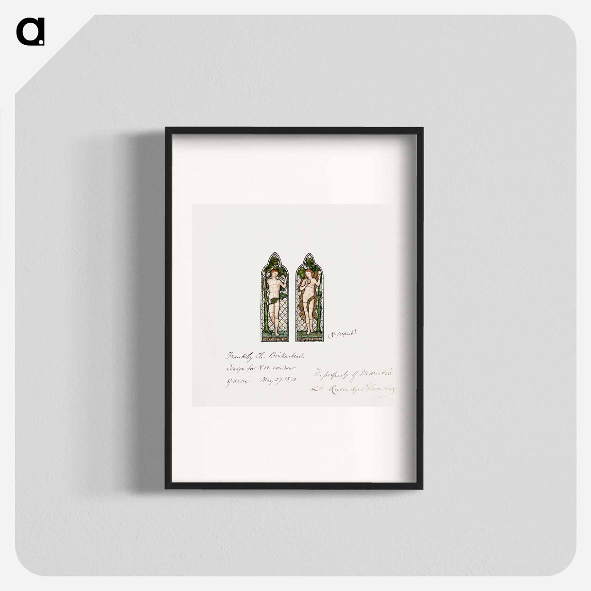 Adam and Eve, Design for Stained Glass Window, Frankby Church, Birkenhead (Cheshire), England - エドワード バーン ジョーンズ Poster.