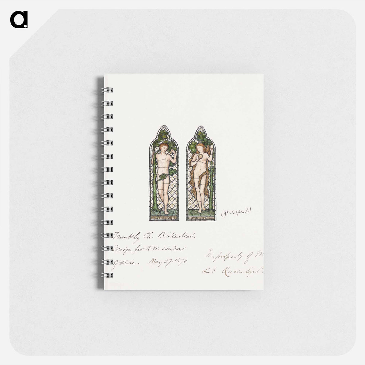 アートメモ帳-Adam and Eve, Design for Stained Glass Window, Frankby Church, Birkenhead (Cheshire), England - エドワード バーン ジョーンズ Memo.