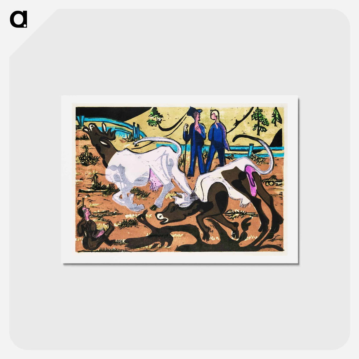 アートポストカード-Cows in Spring - エルンスト ルートヴィヒ キルヒナー Postcard.