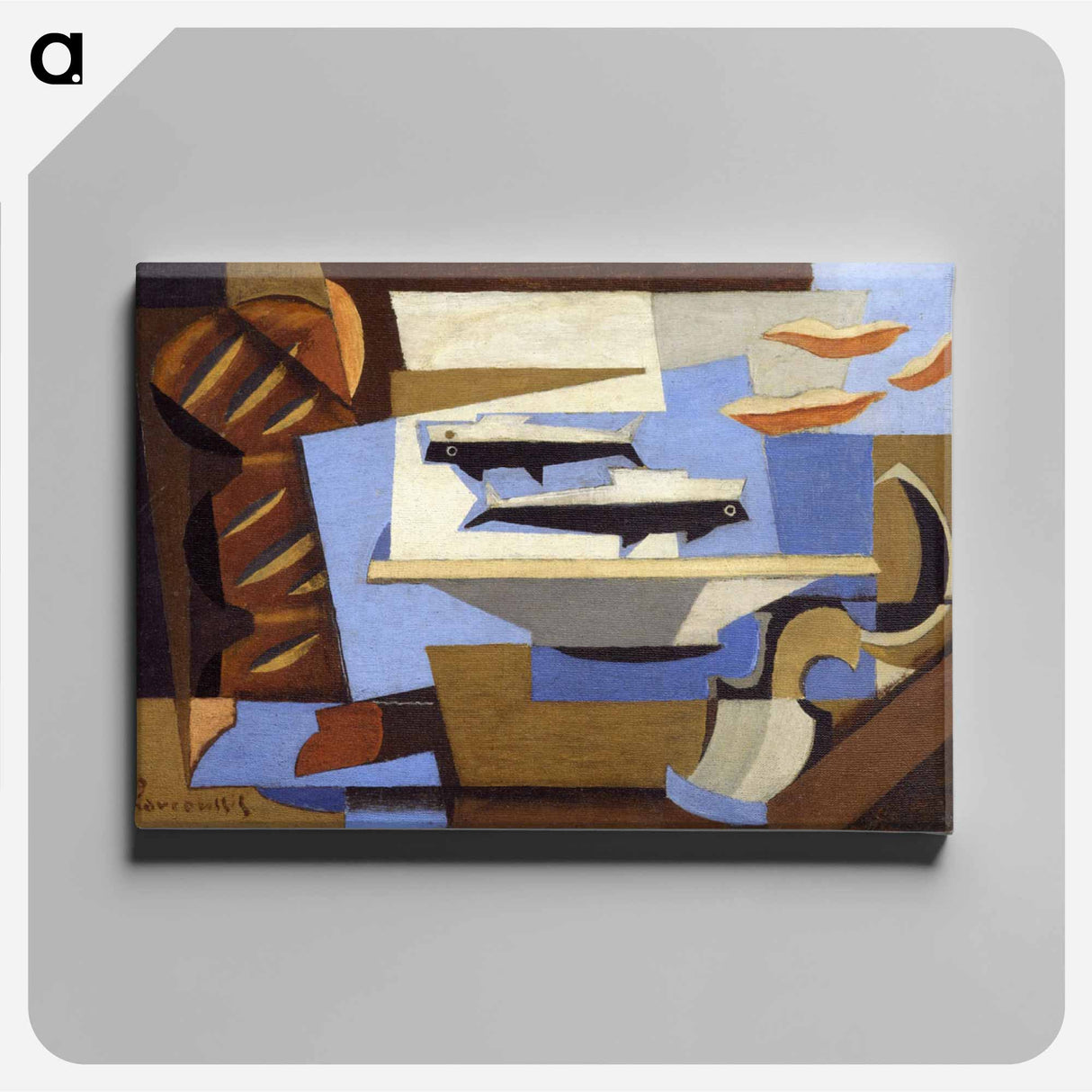 アートパネル-Breton Bread, Two Fish, Spoon - ルイ マルクーシ Canvas.