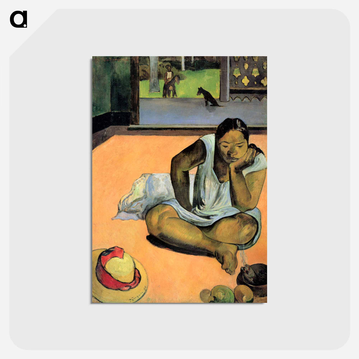 アートポストカード-Brooding Woman - ポール ゴーギャン Postcard.