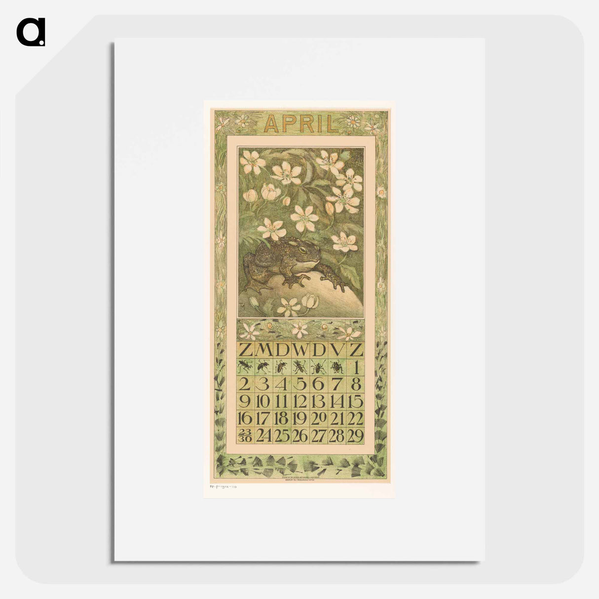 Calendar April with Kikker - Theo Van Hoytema Poster.