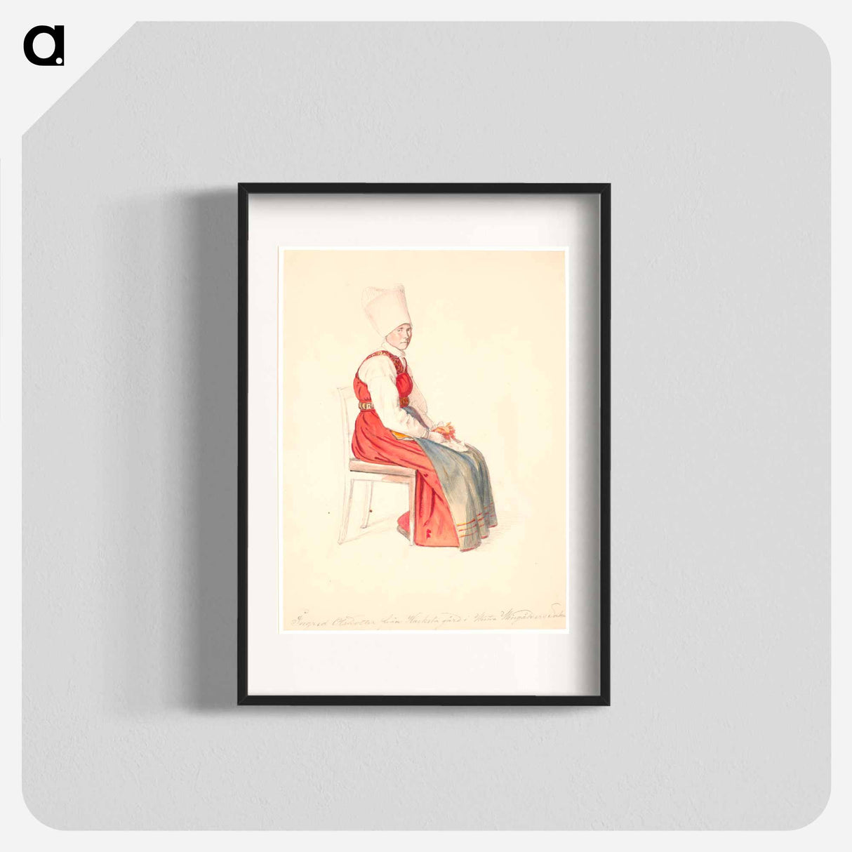 Seated Swedish peasant woman with high headdress - ヴィルヘルム マーストランド Poster.