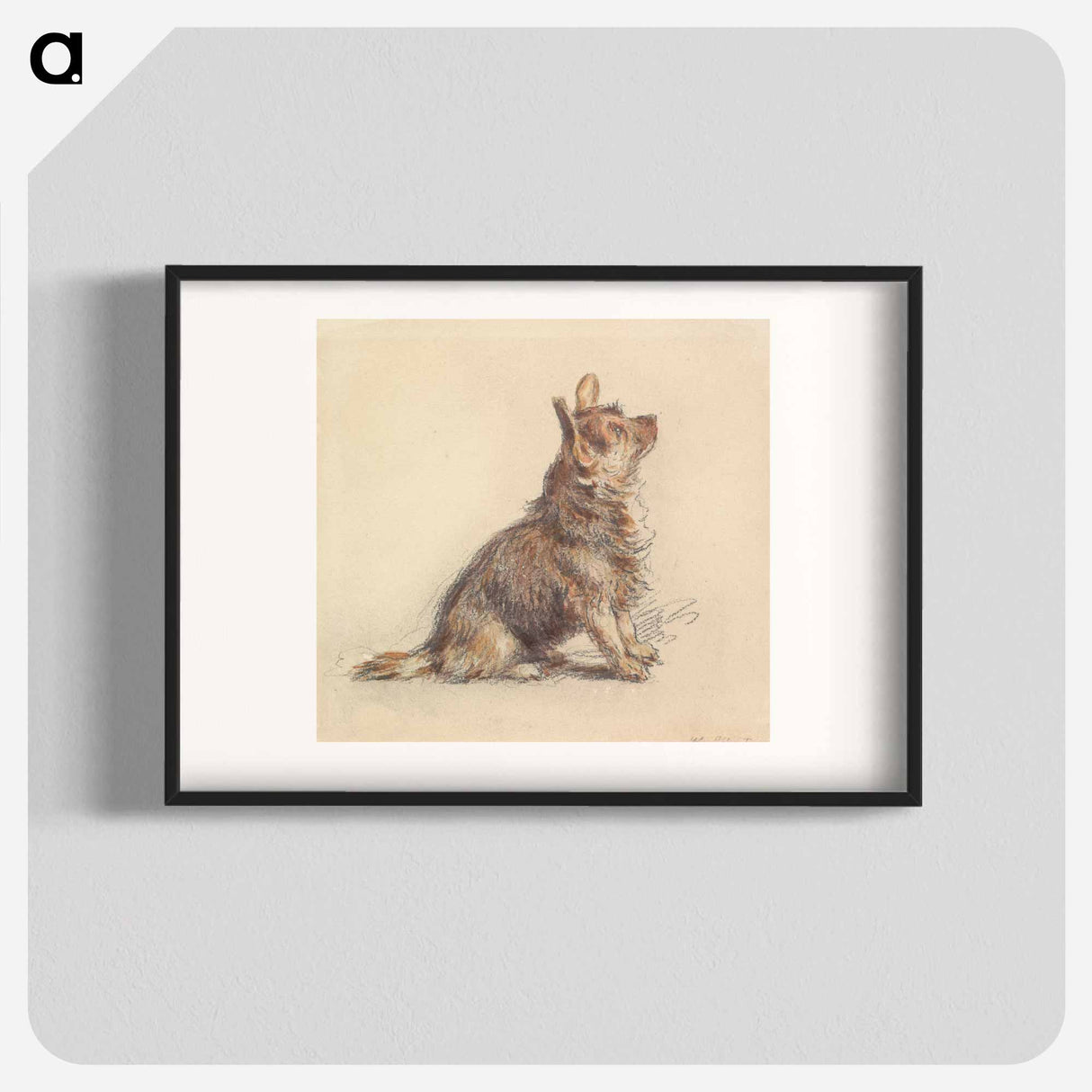 アートポスター-A Terrier Sitting, Looking Up to Right - ウィリアム ヘンリー ハント Poster.
