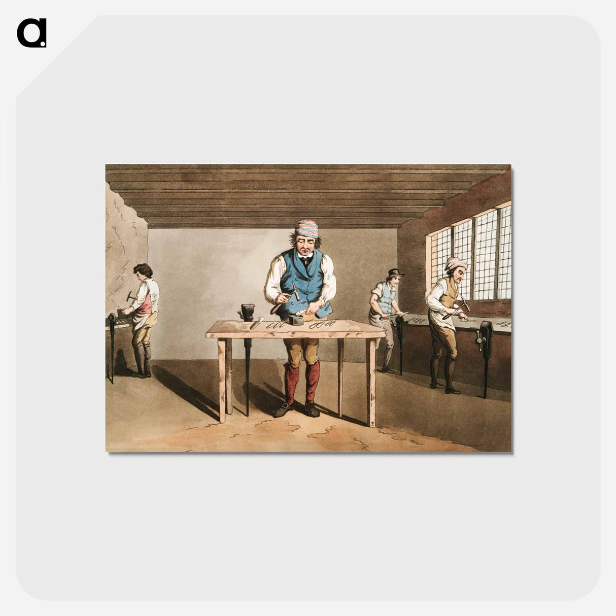 Illustration of Sheffield cutler - 19世紀のヨークシャー Postcard.