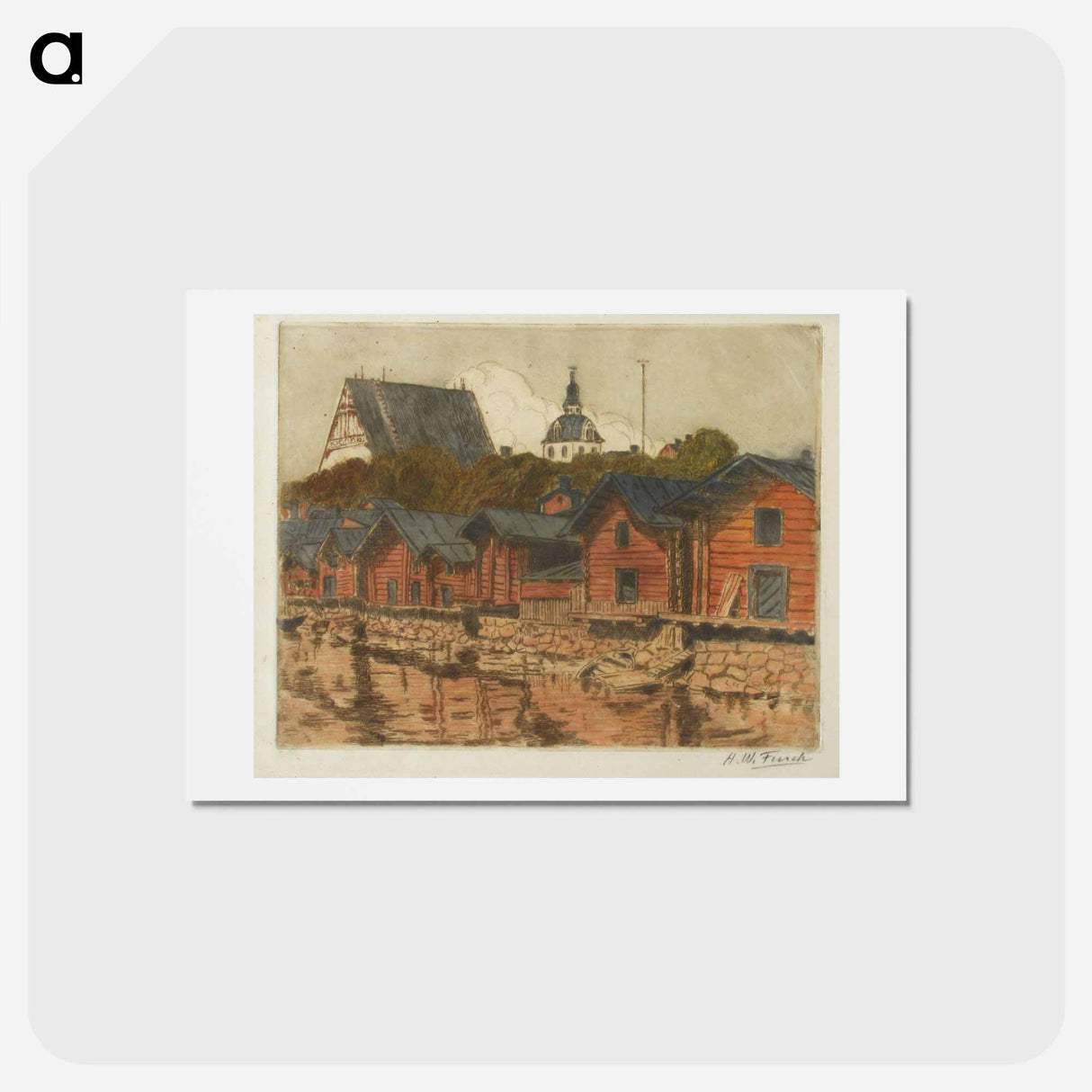 Porvoon ranta-aittoja - アルフレッド ウィリアム フィンチ Postcard.