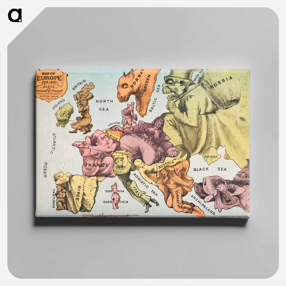 War Map of Europe - アンティーク地図 Canvas.