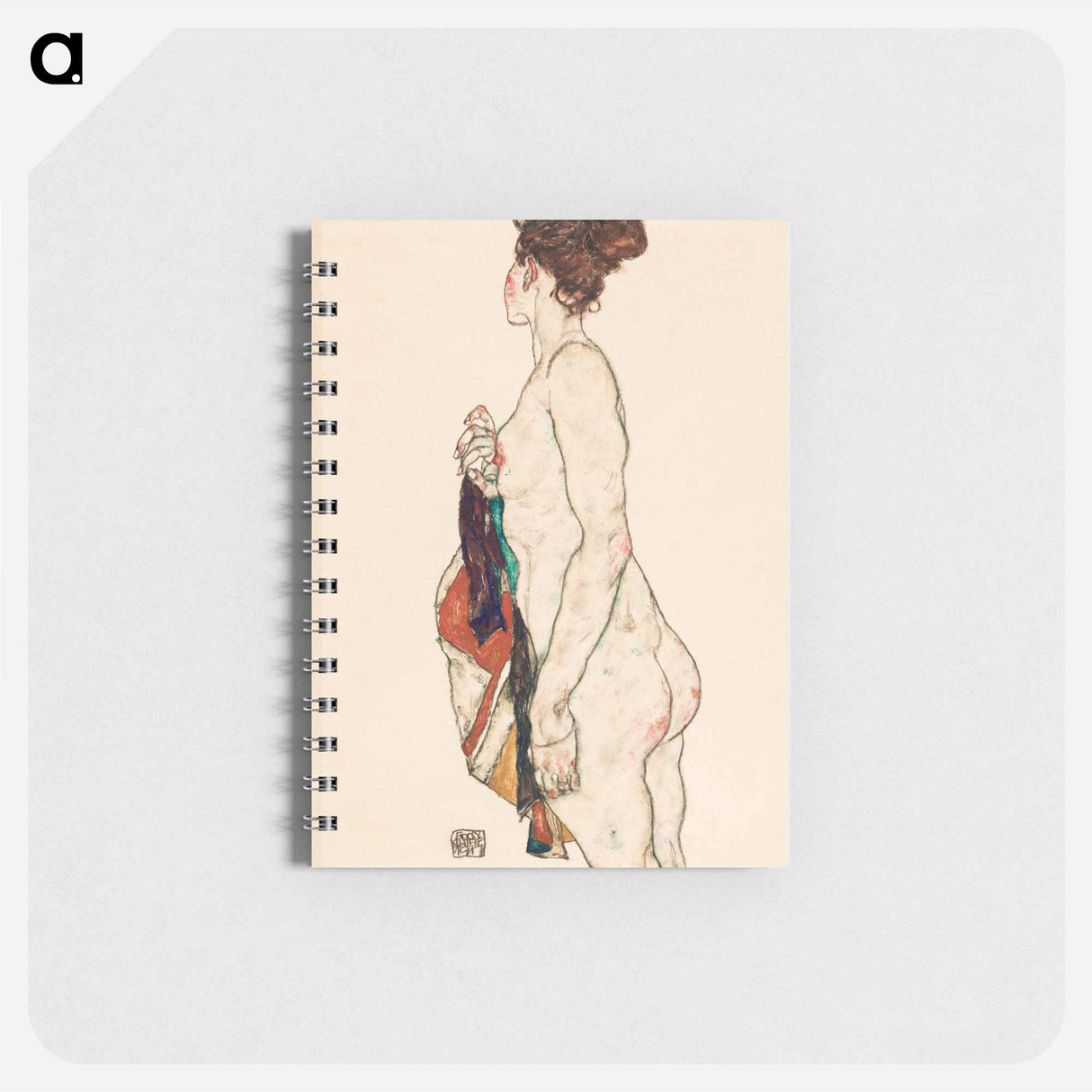 Standing Nude woman with a Patterned Robe - エゴン シーレ Memo.