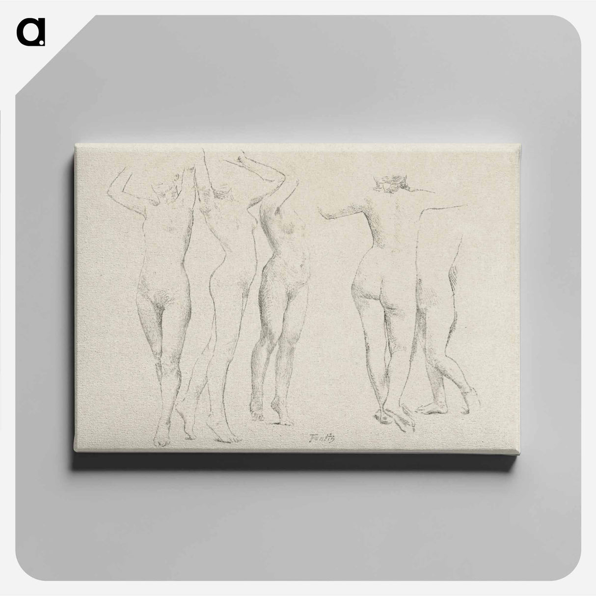 Vijf naaktstudies; drie met opgeheven armen, de andere op de rug gezien - アンリ ファンタン ラトゥール Canvas.