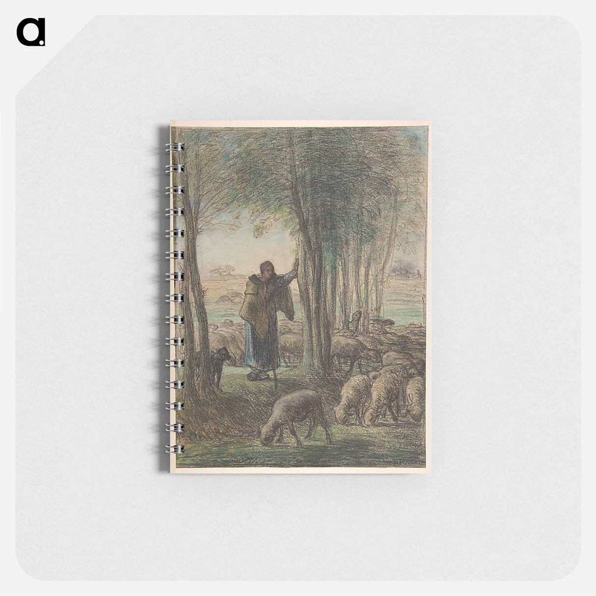 アートメモ帳-A Shepherdess and Her Flock in the Shade of Trees - ジャン フランソワ ミレー Memo.