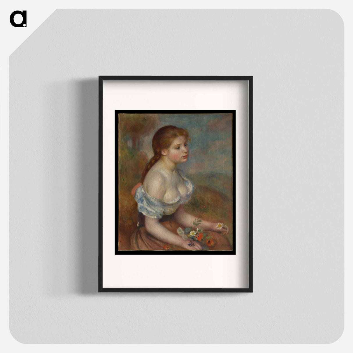 A Young Girl with Daisies - ピエール オーギュスト ルノワール Poster.