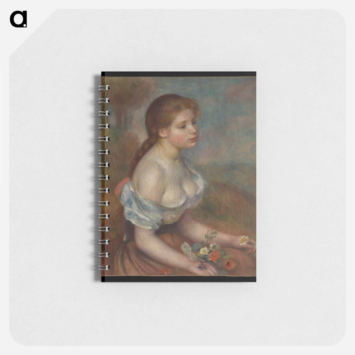 A Young Girl with Daisies - ピエール オーギュスト ルノワール Memo.