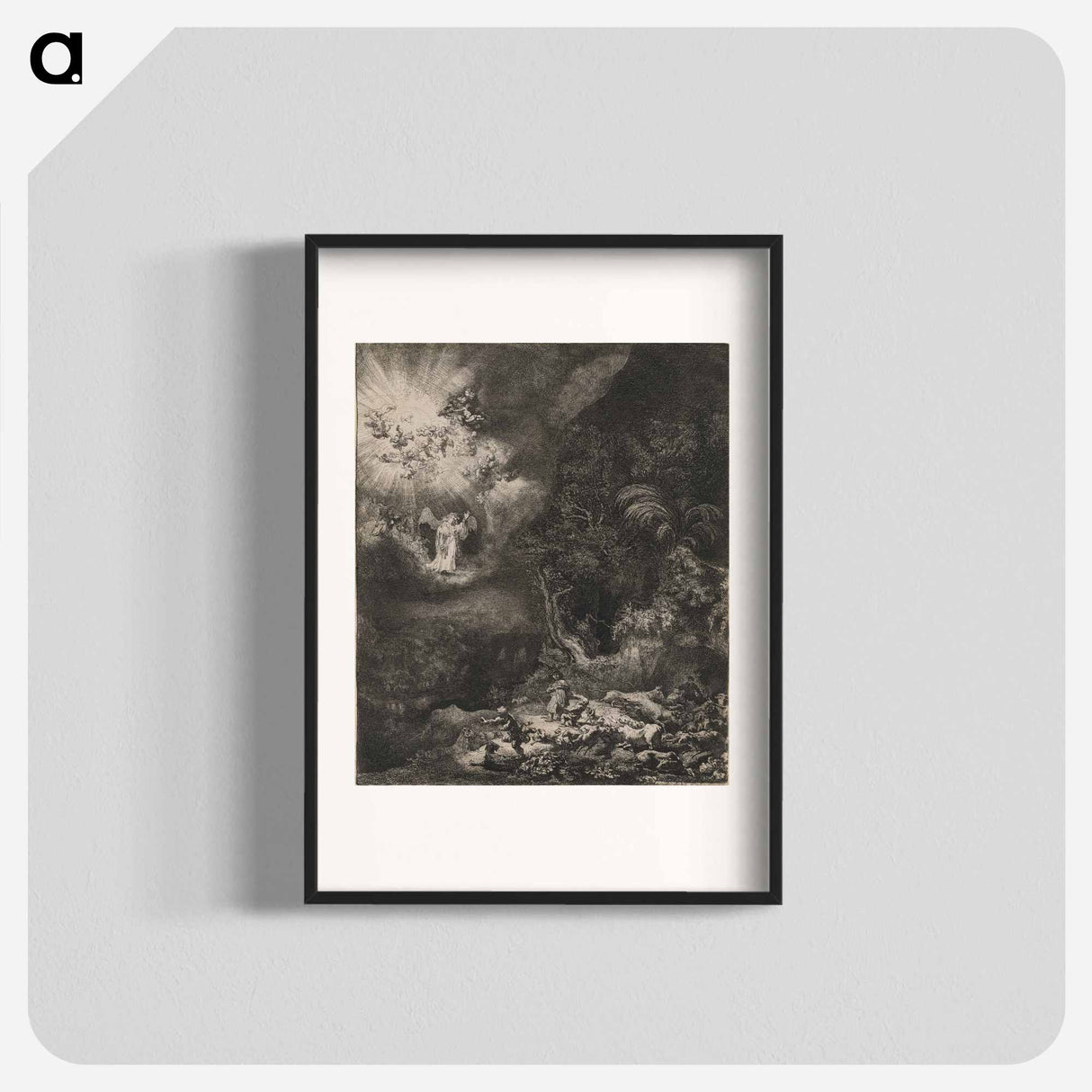 The Angel Appearing to the Shepherds - レンブラント ファン レイン Poster.