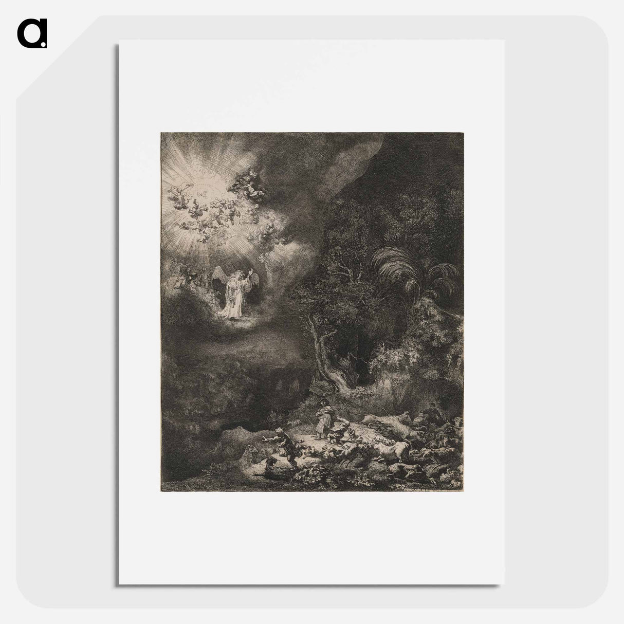 The Angel Appearing to the Shepherds - レンブラント ファン レイン Poster.