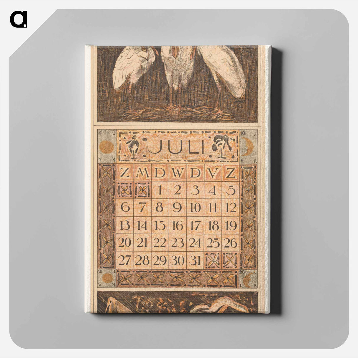 Kalenderblad juli met lepelaars - テオ ヴァン ホイテマ Canvas.