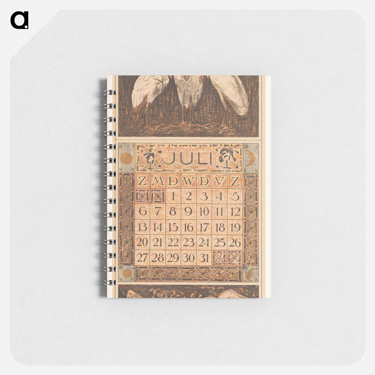 Kalenderblad juli met lepelaars - テオ ヴァン ホイテマ Memo.