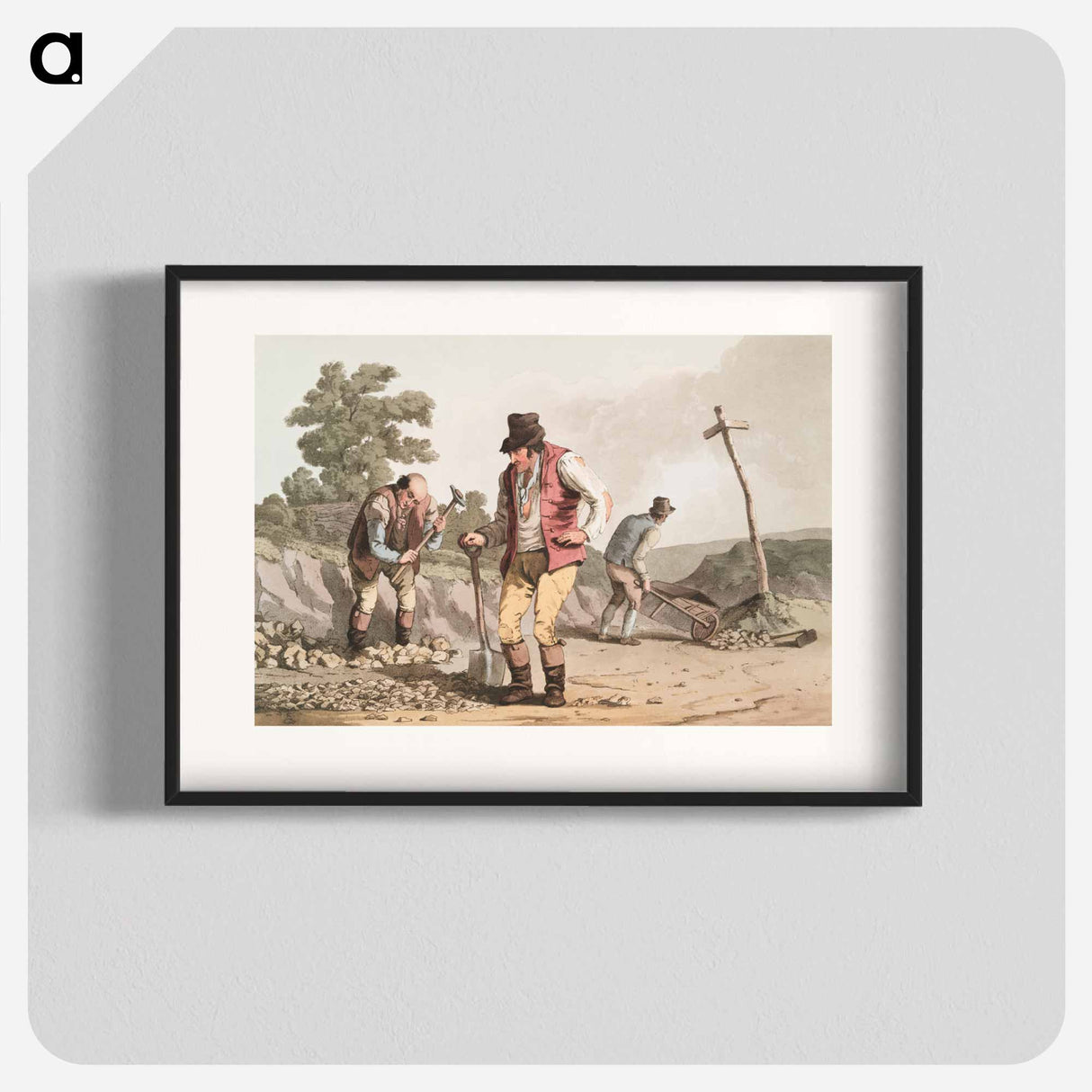 Illustration of stone breakers on the road - 19世紀のヨークシャー Poster.