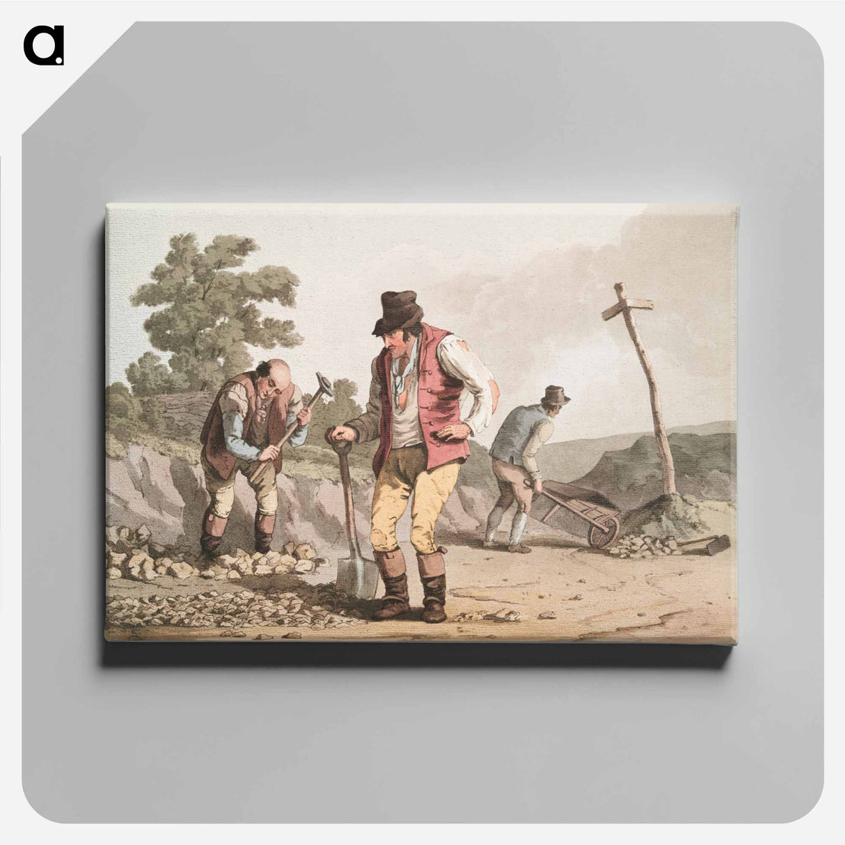 Illustration of stone breakers on the road - 19世紀のヨークシャー Canvas.