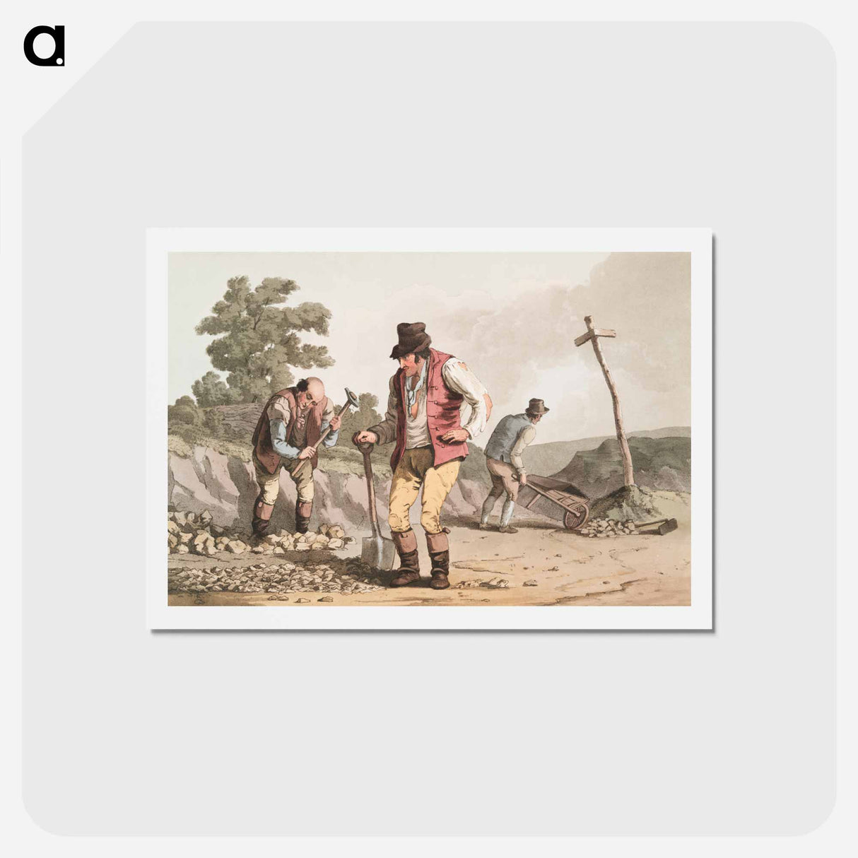 Illustration of stone breakers on the road - 19世紀のヨークシャー Postcard.