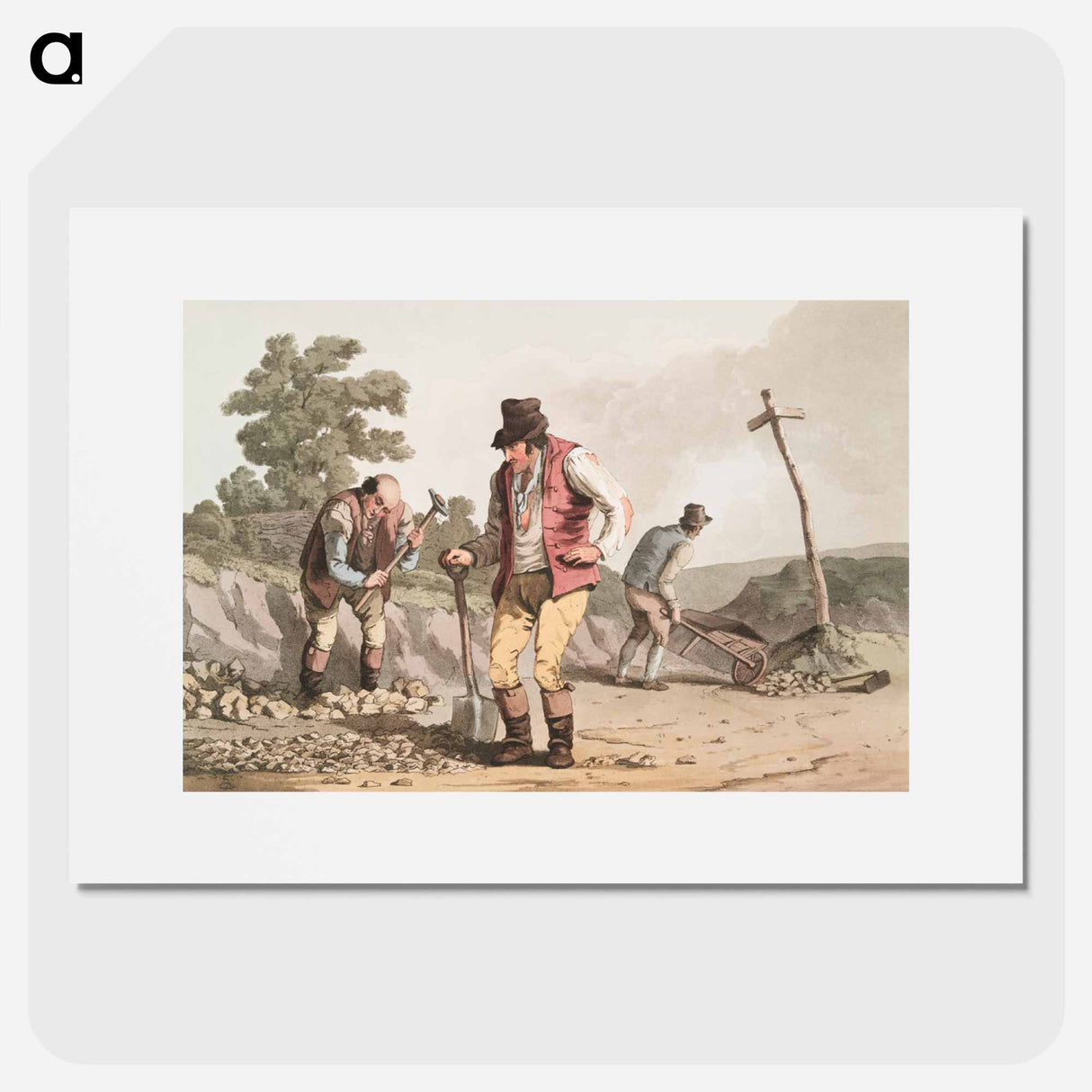 Illustration of stone breakers on the road - 19世紀のヨークシャー Poster.