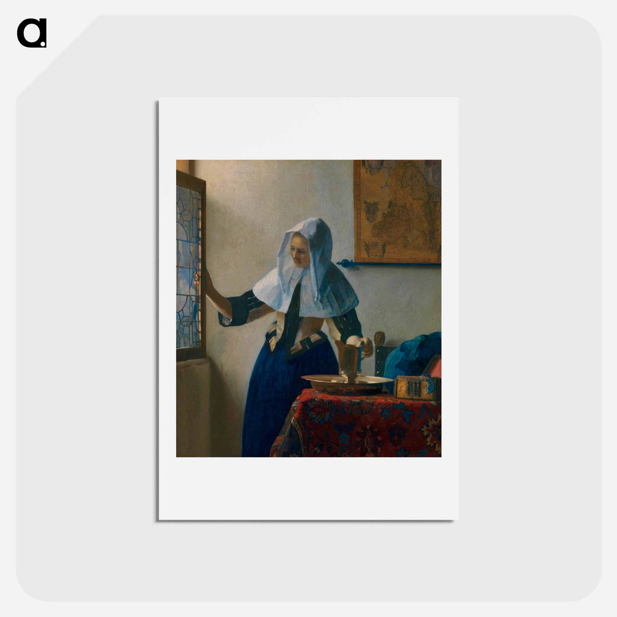 Young Woman with a Water Pitcher - ヨハネス フェルメール Postcard.