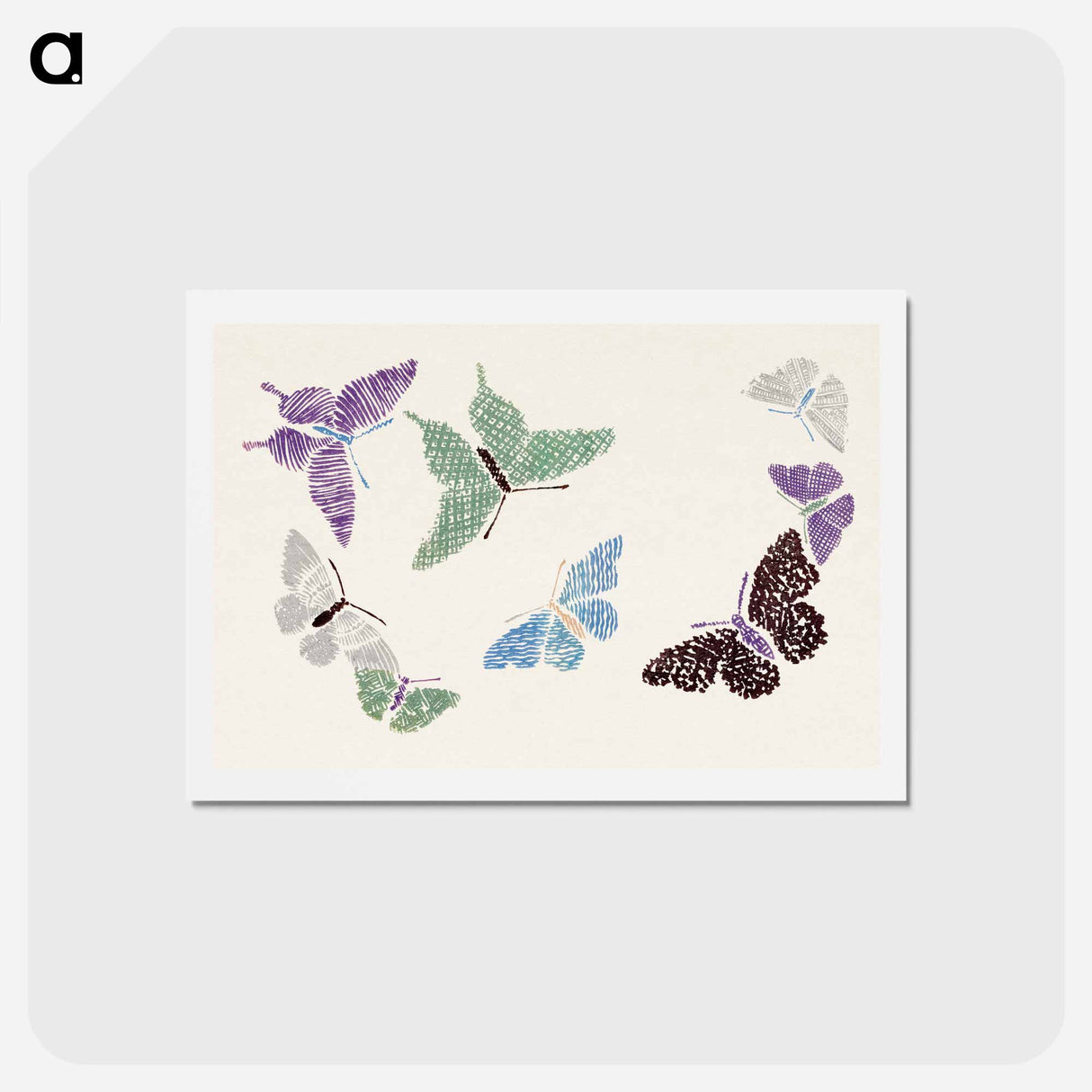 アートポストカード-Vintage butterfly - 神坂 雪佳 Postcard.
