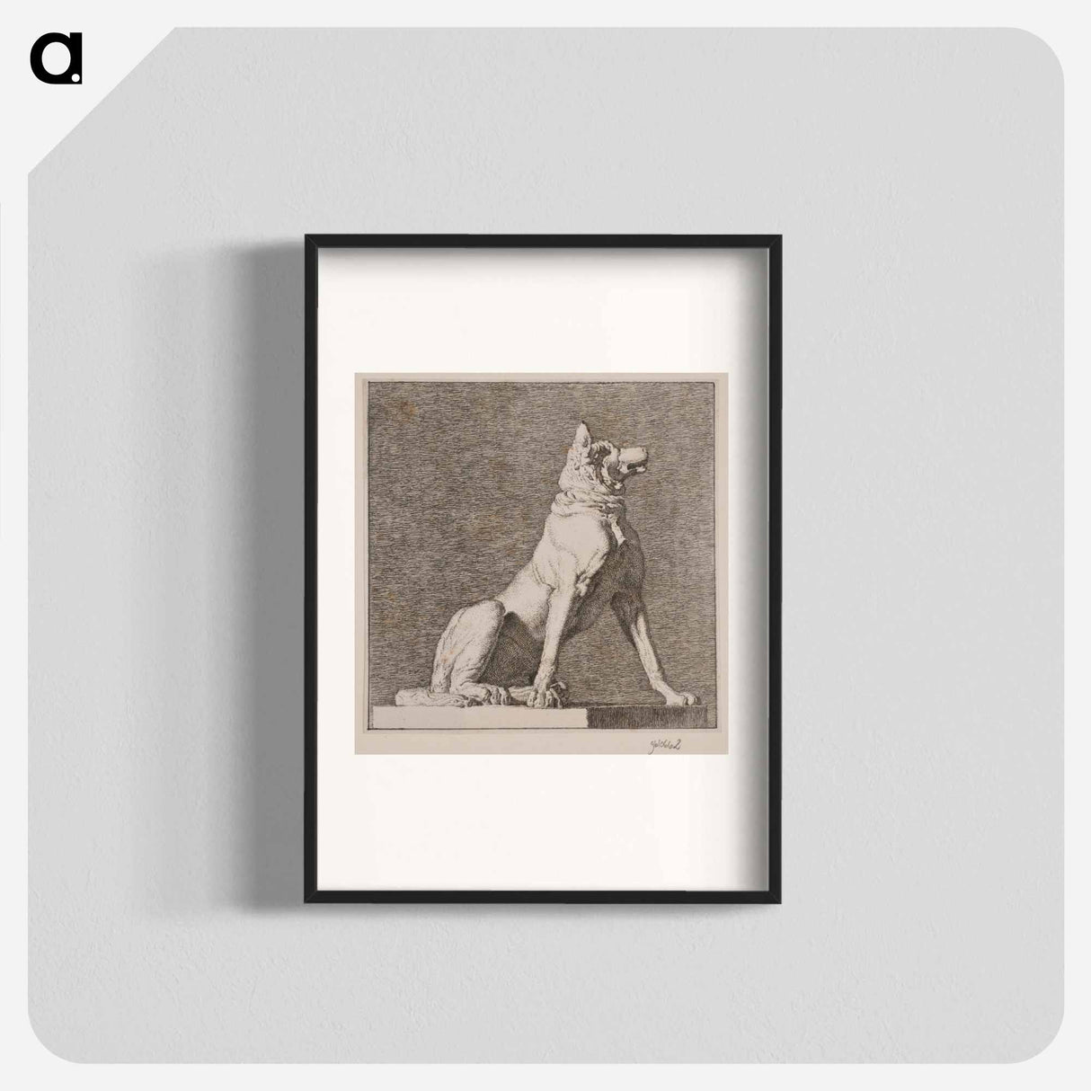 アートポスター-A sitting dog after an antique at Charlottenborg - クリステン ケプケ Poster.