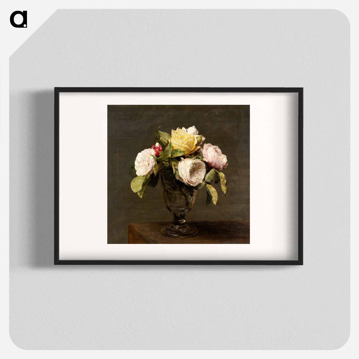 Roses dans un Verre a Pied - アンリ ファンタン ラトゥール Poster.