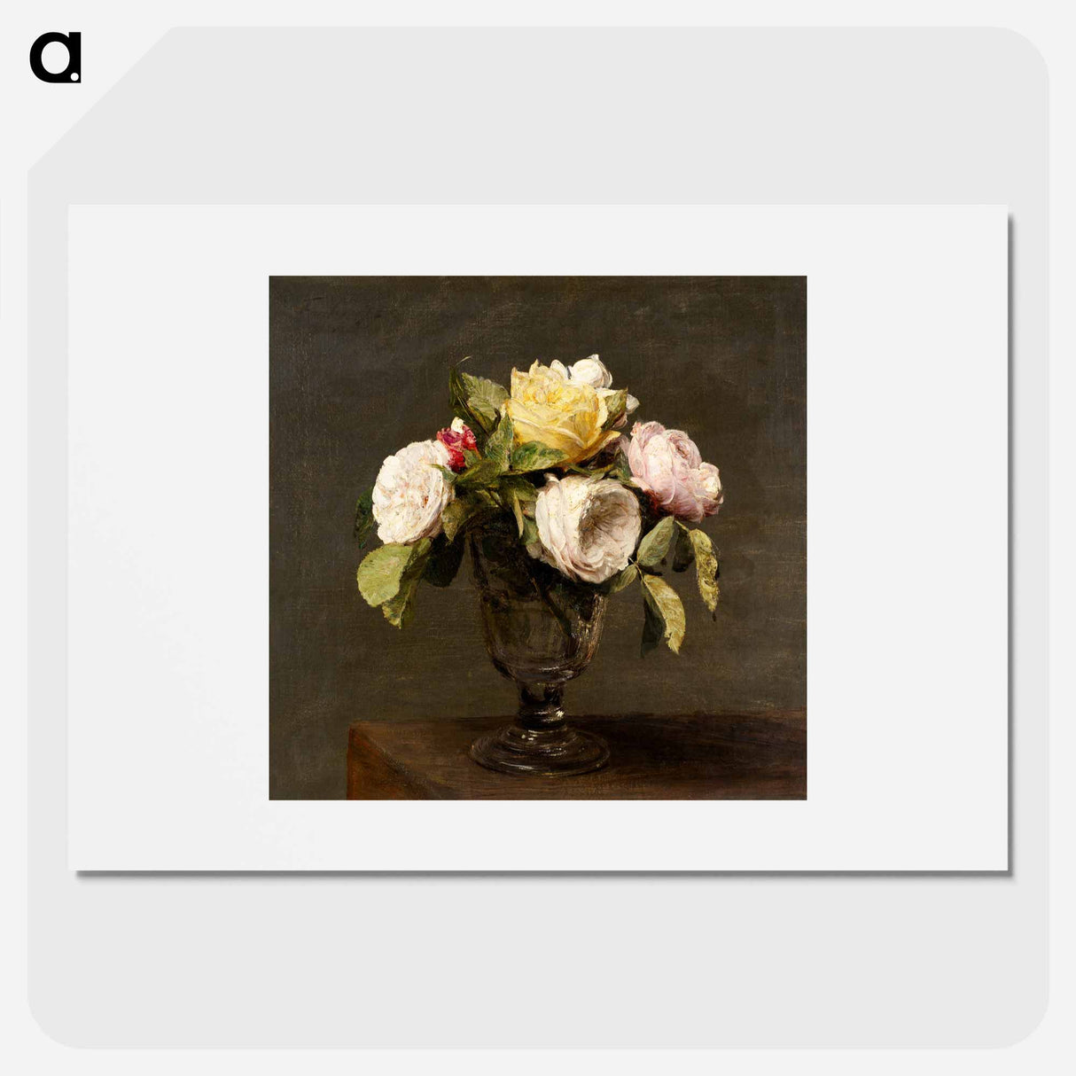 Roses dans un Verre a Pied - アンリ ファンタン ラトゥール Poster.