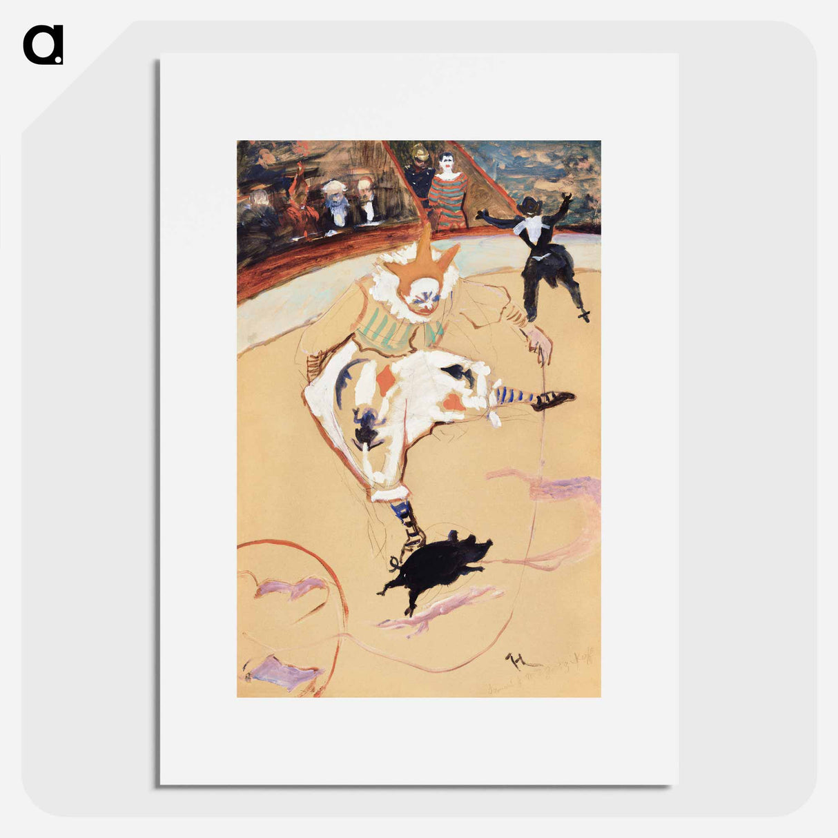 アートポスター-At the Circus Fernando: Medrano with a Piglet - アンリ ド トゥールーズ ロートレック Poster.